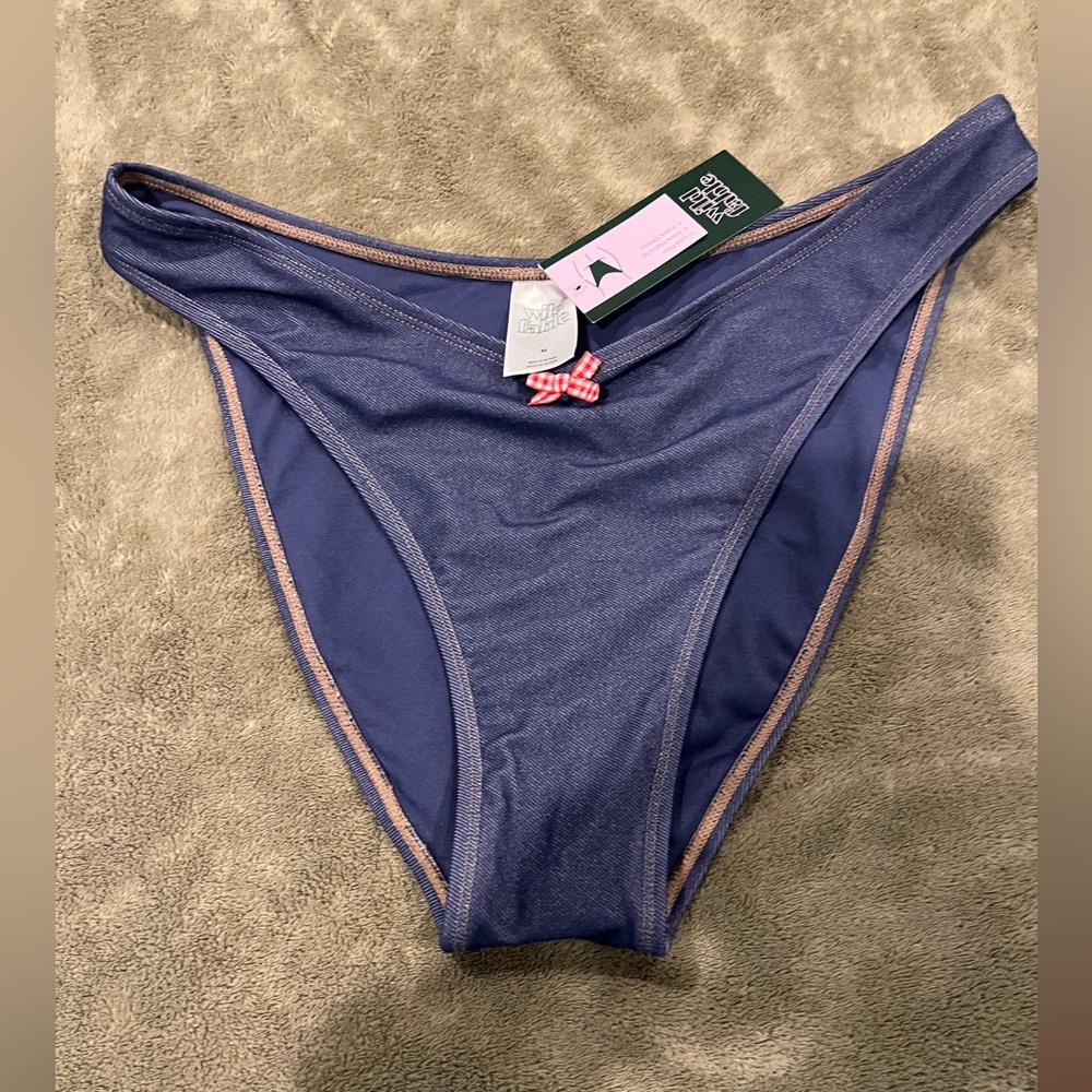 Wild Fable Blue Bikini Bottom with Pink Bow